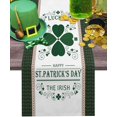 thumbnail image 1 of Chemin de Table en Coton et Lin pour la Saint-Patrick Motif Trèfle Vert Antidérapant Résistant à la Chaleur pour Dîner en Famille Cuisine, 13x70 Pouces, 1 of 7