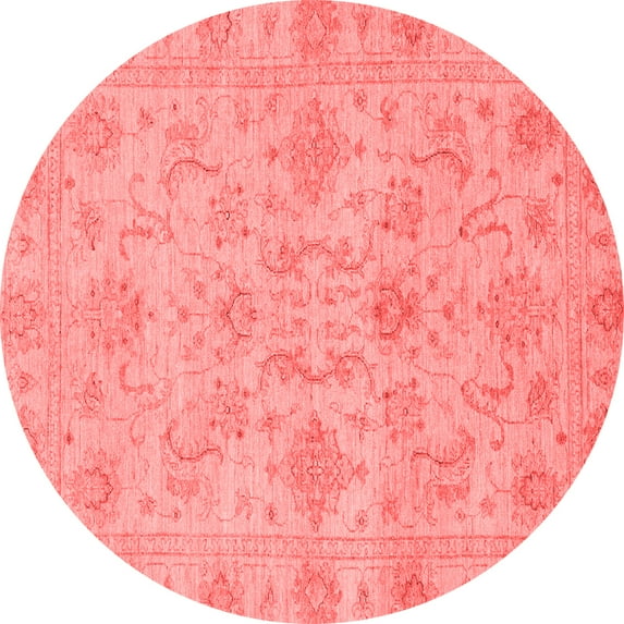 Ahgly Company Machine Washable Indoor Round Abstract Red Modern Area Rugs, 4' Round