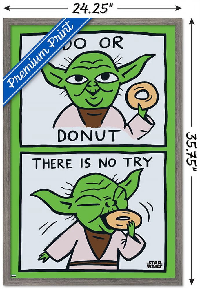 Star Wars: Saga - Yoda Donut Wall Poster, 22.375" x 34", Framed