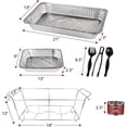 thumbnail image 6 of Disposable Chafing Dish Buffet Set, 33 Piece of Chafing Servers with Food Warmers, Covers, Half-Size Food Pans, Water Trays, Serving Utensils, Foil Lids and 2.5H Fuel Cans for Parties, Catering, 6 of 7