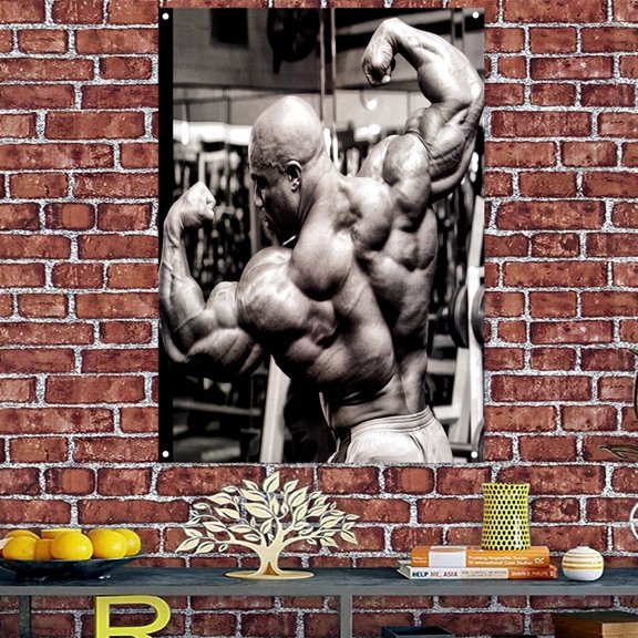 Bodybuilder posing - Add Inspiration to Your Workout Space with Fitness Motivational Banner & Flag - Wall Art Poster Perfect for Gym, Office and Classroom Walls 38" x 57"
