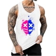 thumbnail image 2 of Teissuly Men's Tank Colorless Gradient Printing Round Neck Thin Strap Leakage Back Regular Casual Sports Tank Blouses, 2 of 5