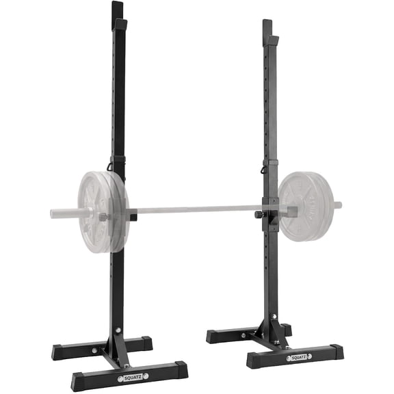 SQUATZ Adjustable Bench Press & Barbell Rack, Heavy-Duty Steel Weightlifting Stand with Safety Spotter Arms & Multi-Height Settings for Home Gym Strength Training