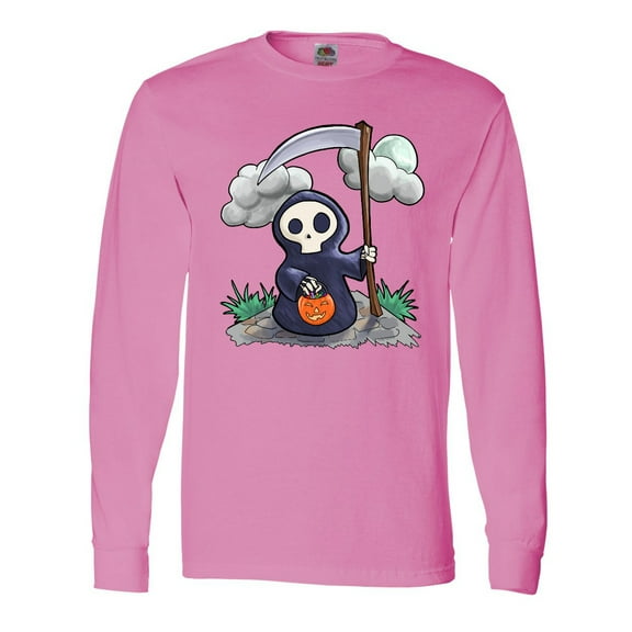 Inktastic Halloween Trick or Treating Cute Grim Reaper Long Sleeve T-Shirt