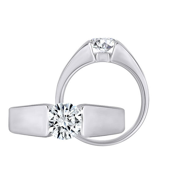 AFFY 14k White Gold Plated Silver 1ct 6.5mm G-H-I Color Heart Arrows Cut Moissanite Engagement Ring for Men and Women Ring Size-8