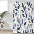thumbnail image 2 of Small Stall Shower Curtain 48x72 Inch Narrow Half Size Navy Blue Botanical Bath Curtains Bathroom Decor Pastoral Spring Leaves Watercolor Waterproof Fabric Shower Curtain Set with Hooks 48 Inch, 2 of 6