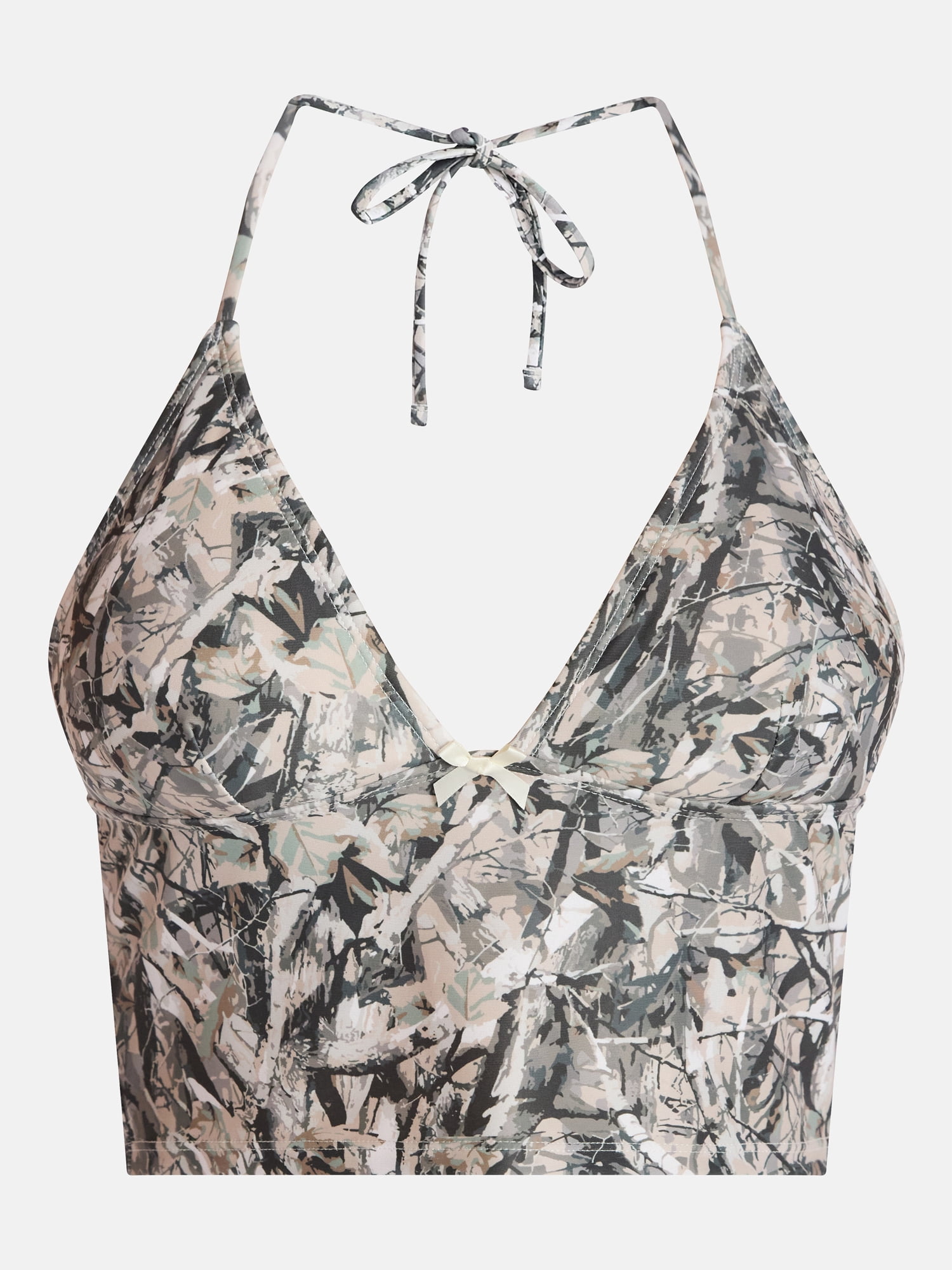 No Boundaries Camo Print Cropped Tankini Top, Women’s XXS-XXL