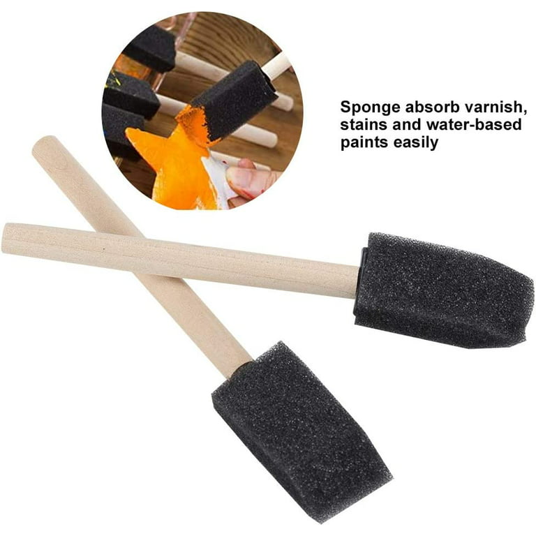 20pcs Black Foam Paint Brush 1 inch Foam Sponge Paint Brush Set with Wooden Handle Art Projects for Acrylics, Stains, Varnishes, Crafts