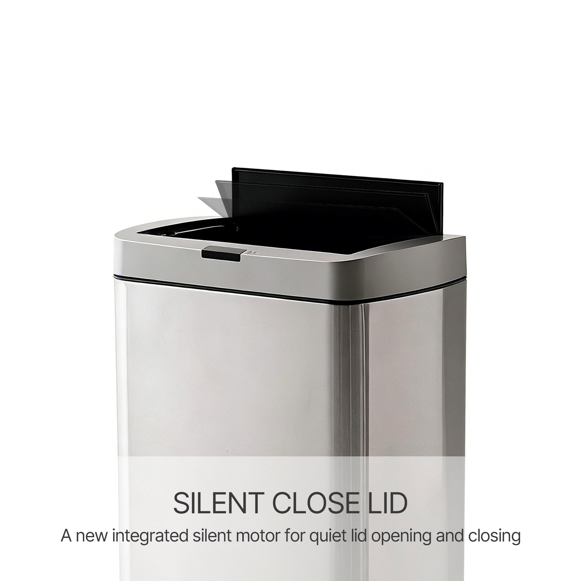 Innovaze 13 Gallon Stainless Steel Motion Sensor Trash Can with Butterfly Lid for Kitchen, Silver