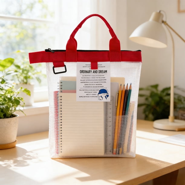 CaiYueKe Clear Zipper Pouch File Bag for Office Supplies Organizer, Thickened PVC Document Storage Case, Travel Essentials Holder, Waterproof Transparent Handbag with Secure Closure for Daily Use