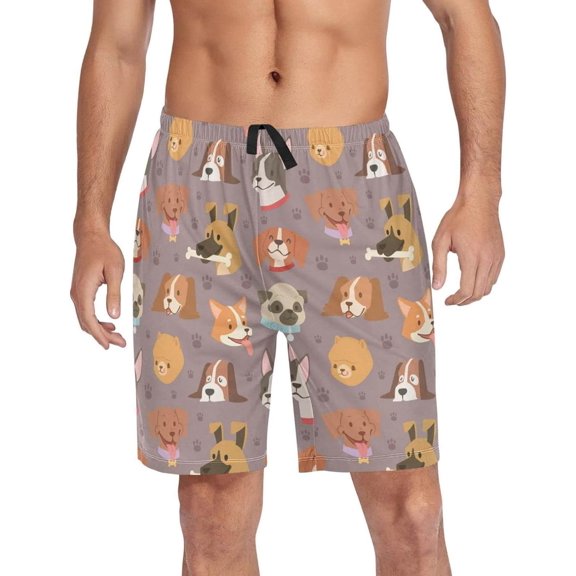 GZHJMY Dog Pajama Pants Short for Men, Lounge Pants Lightweight Men Pajama Bottoms with Drawstring Pockets, Christmas New Year Birthday Gifts, Large