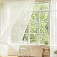 thumbnail image 4 of Lapalife Pompom White Sheer Curtains 96 inches Long, Boho Rod Pocket Voile Sheer Curtain for Living room Bedroom, 1 Panel, 4 of 9