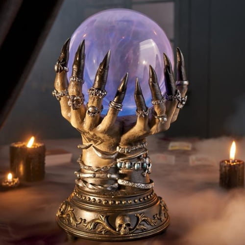 Glass Light Skull Hand Ball Electrostatic Ball Bedroom Halloween Lamp EU Plug