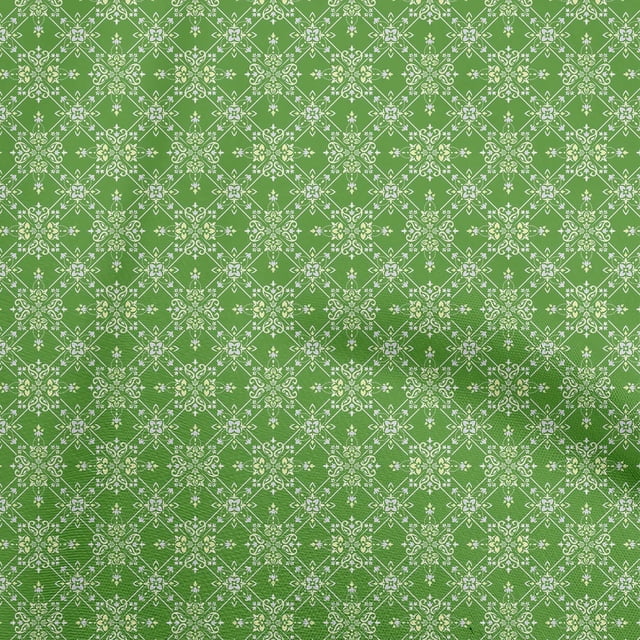 oneOone Velvet Green Fabric Asian Ornamental Tile Craft Projects Decor Fabric Printed By The Yard 58 Inch Wide