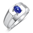 thumbnail image 5 of RYLOS Men's Rings 14K White Gold Ring Classic Solitaire 7X5MM Oval Shape Gemstone Designer Band Blue Star Sapphire September Birthstone Rings For Men Size 11, 5 of 6