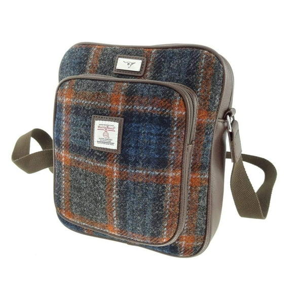 Glen Appin Grey and Rust Check Harris Tweed Travel Bag