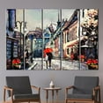 thumbnail image 5 of Valentine Gift Wall Art, City Landscape Printed Canvas, Romantic Couple Art Canvas, Lovers Under The Red Umbrella, View Poster, Canvas Wall Decor - Natural Framed, 5 of 9