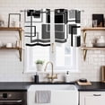 thumbnail image 2 of 2 Panels Kitchen Tier Curtains 39 Inch Length, Black Grey Geometric Grommets Window Treatment Curtain, Gray Abstract Striped Art Thermal Curtains Drapes for Living Room/Bathroom, 2 of 9