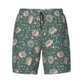 thumbnail image 4 of Lsque Mens Swim Trunks Hedgehogs and Flowers Pattern - Bathing Suit Compression Liner - Beach Swim Shorts Swimwear - (S-3XL) - Stretch Quick Dry -Medium, 4 of 9