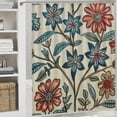 thumbnail image 6 of JEUXUS Blue Cottage Rustic Farmhouse Bathroom Shower Curtain Set with Hooks White, 6 of 7