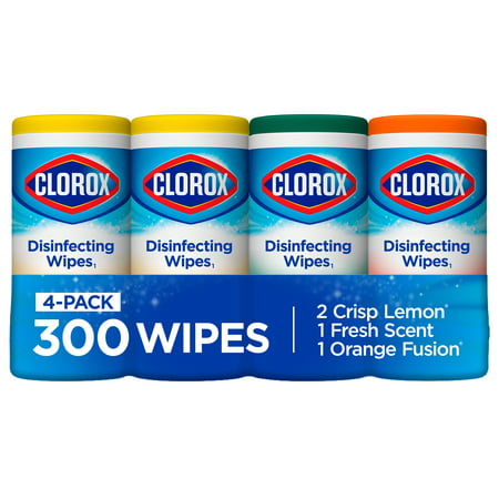 Clorox Disinfecting Wipes (300 Count Value Pack), Bleach Free Cleaning Wipes - 4 Pack - 75 Count