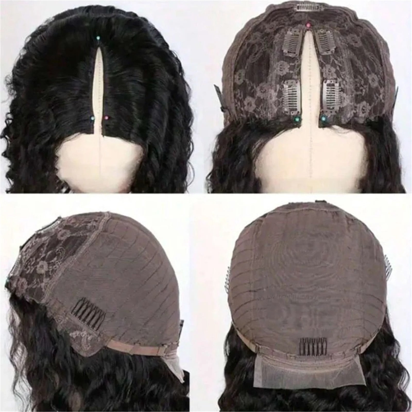 V Part Wigs Bone Straight Human Hair Wigs No Leave Out No Sew-In Glueless 250 Density Natural Black