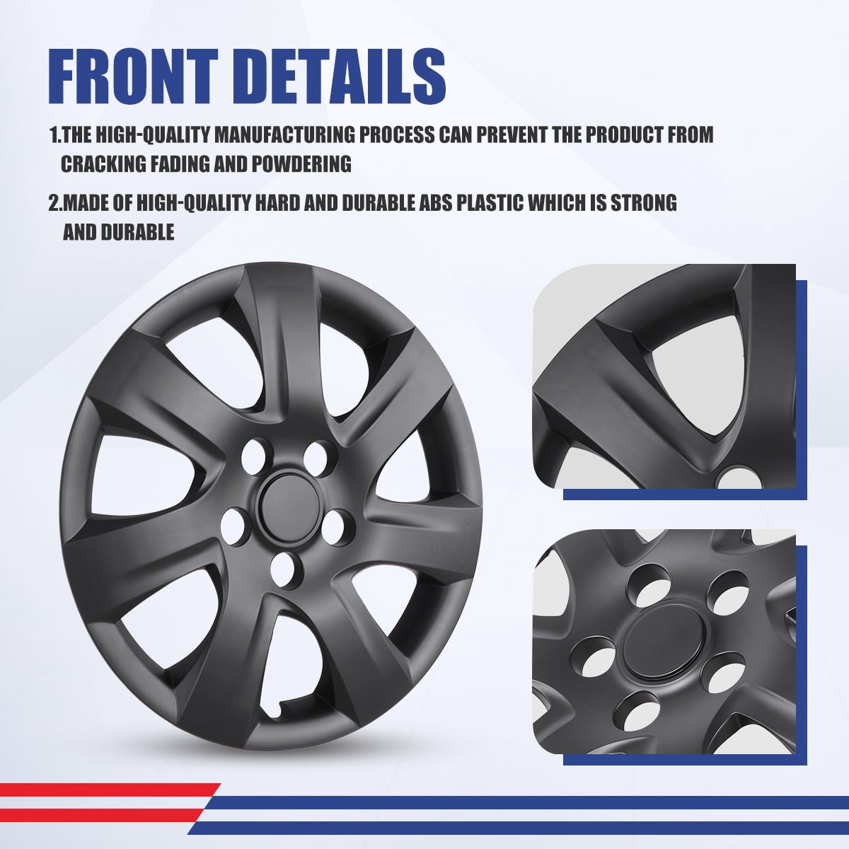 16" Set Of 4 Hubcaps Wheel Rims Cover for 2007-2011 TOYOTA CAMRY /2007-2011 TOYOTA CAMRY HYBRID Compatible With Steel Wheels Snap On Installation(16-Inch,BLACK MATTE)