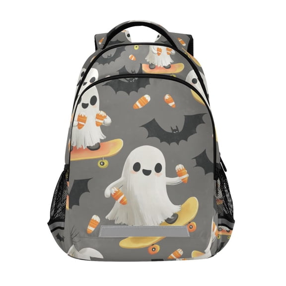 FORMRS Unisex Backpack Elementary School Travel Bookbag with Reflective Stripes, Cute Ghosts