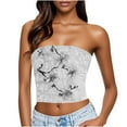 thumbnail image 2 of Zedker Women's Floral Tube Tops Ruffled Strapless Bandeau Sleeveless Loose Holiday Style Multicolor Plus M, 2 of 7