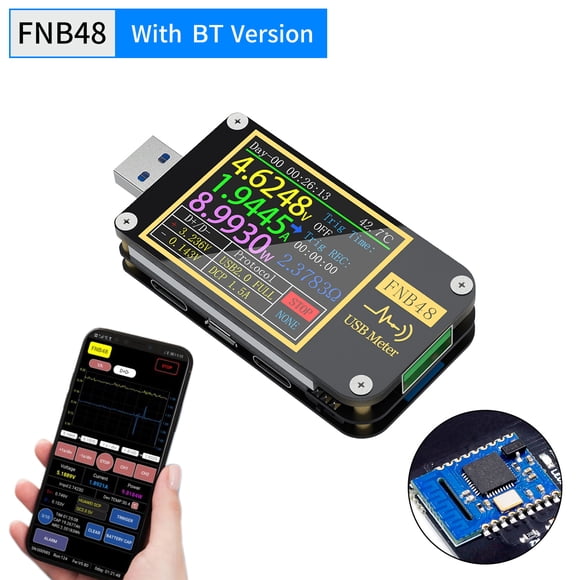 Riwcyla ,FNB48 1.77 Inch Display Screen Voltmeter Ammeter Current Multifunction Mobilephone Quick Recharging Tester With Function 9 Languange Changing Protocol Capacity Test Tool
