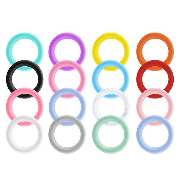 16 Uds. Anillos O con cuentas de silicona, bucle de silicona redondo de 65mm con marcos con cuentas de 2 agujeros, colgante de silicona