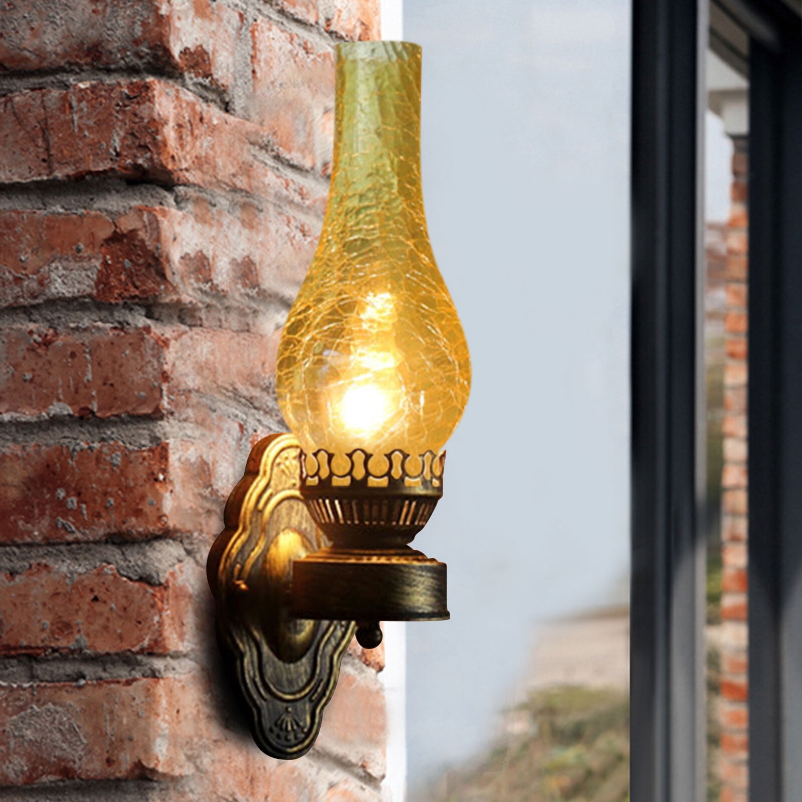 Retro Industrial Petal Shape Farmhouse Rustic Wall Lamp Sconce Glass and Iron Light Fixture for Providing Bright