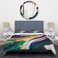 thumbnail image 3 of Designart "Bold Strokes in Purple, Green, and Gold I" Modern Bedding Covert Set - Abstract Purple Bed Set With 1 Shams, 3 of 6