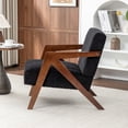 thumbnail image 3 of Leumius Mid Century Modern Accent Chair,Upholstered Reading Armchair with Solid Wood Frame,Accent Chair for Living Room Bedroom Apartment, Easy Assembly,Black, 3 of 14