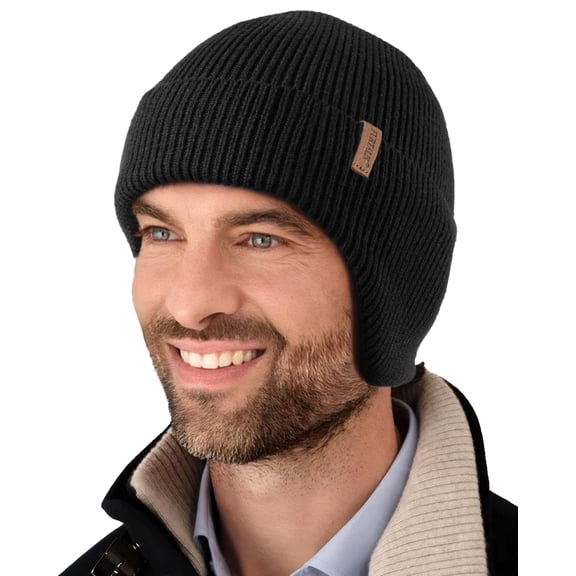 FURTALK Winter Beanie Hats with Earflap for Men Warm Fleece Line Knitted Outdoor Caps