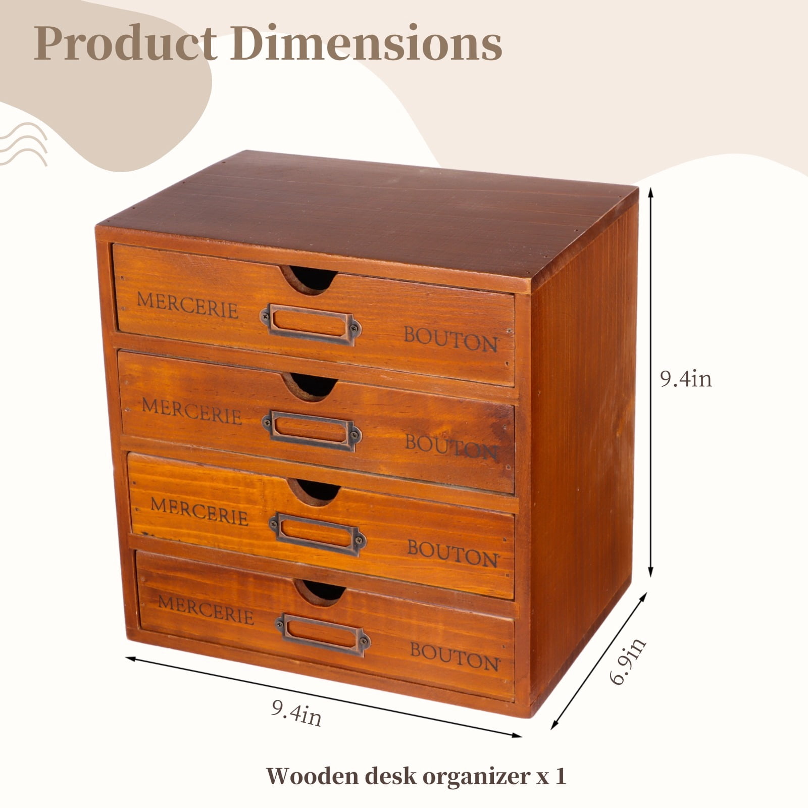 1 PC Wooden Vintage Storage Cabinet - Multi-layer 4-Drawer Storage Box -Storage Filing Cabinet for Workspace, Rustic Sundry Sorting Case for Jewelry, Decorative Storage Case for Home