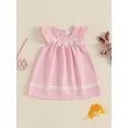 thumbnail image 2 of ZINTAOZT Baby Girl Stripe Summer Dress Ruffle Sleeveless Bunny Embroidery Loose Dress Toddler Easter Vacation Dress, 2 of 8