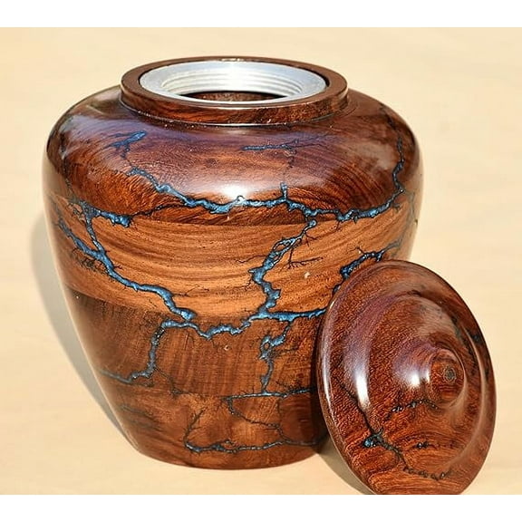 Rosewood Urn for Human Ashes Decorative urn Funeral Urn for Adult Pet Loss urn Sympathy Gift Memorial urn Wooden urn Box Lichtenberg Figure Resin urn for Ashes Cremation urn (Large up to 200 lb)