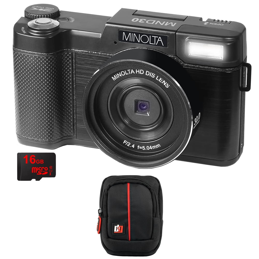 Minolta MND30BK 30MP 2.7K Ultra HD 4X Zoom Digital Camera (Black