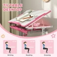 thumbnail image 3 of Kids Furniture Qaba Kids Desk and Chairs Set, Height Adjustable Children School Study Desk with Tilt Desktop, Storage Drawer, Pen Slot, Hook, Ergonomic Table and Chair Set for Kids, Pink,Baby Nursery, 3 of 10