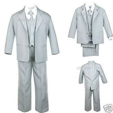 

BABY TODDLER & BOY WEDDING PARTY FORMAL no tail TUXEDO SUIT LT. GRAY S -20