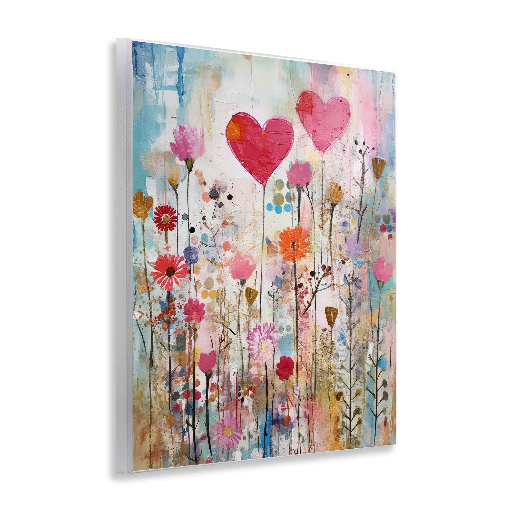 Stupell Industries Heart & Garden Collage Abstract Painting Unframed Art Print Wall Art, 11 x 14