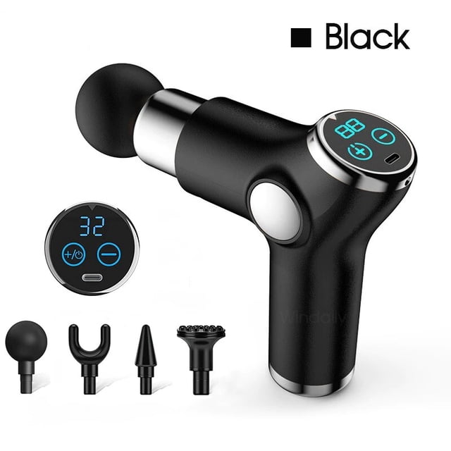 For Massage Gun 5 Heads Black LCD Percussion Massager Muscle Relaxing Therapy Tissue CA