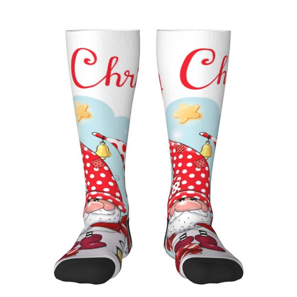 Fotbe Christmas Calcetas Divertidas Estampadas para Hombre y Mujer, Calcetas de Algodón hasta la Rodilla para Caminar, Correr, Enfermería y Embarazo