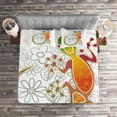 thumbnail image 2 of Ambesonne Batik Quilted Coverlet 3 Pcs, Art Frog Flowers, King Size, Multicolor, 2 of 2