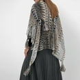 thumbnail image 4 of XFLWAM Women's Striped Knitted Shawl Wrap Fringed Hem Poncho Sweater Thickened Tassel Pullover Cape Tops Gray Free Size, 4 of 7