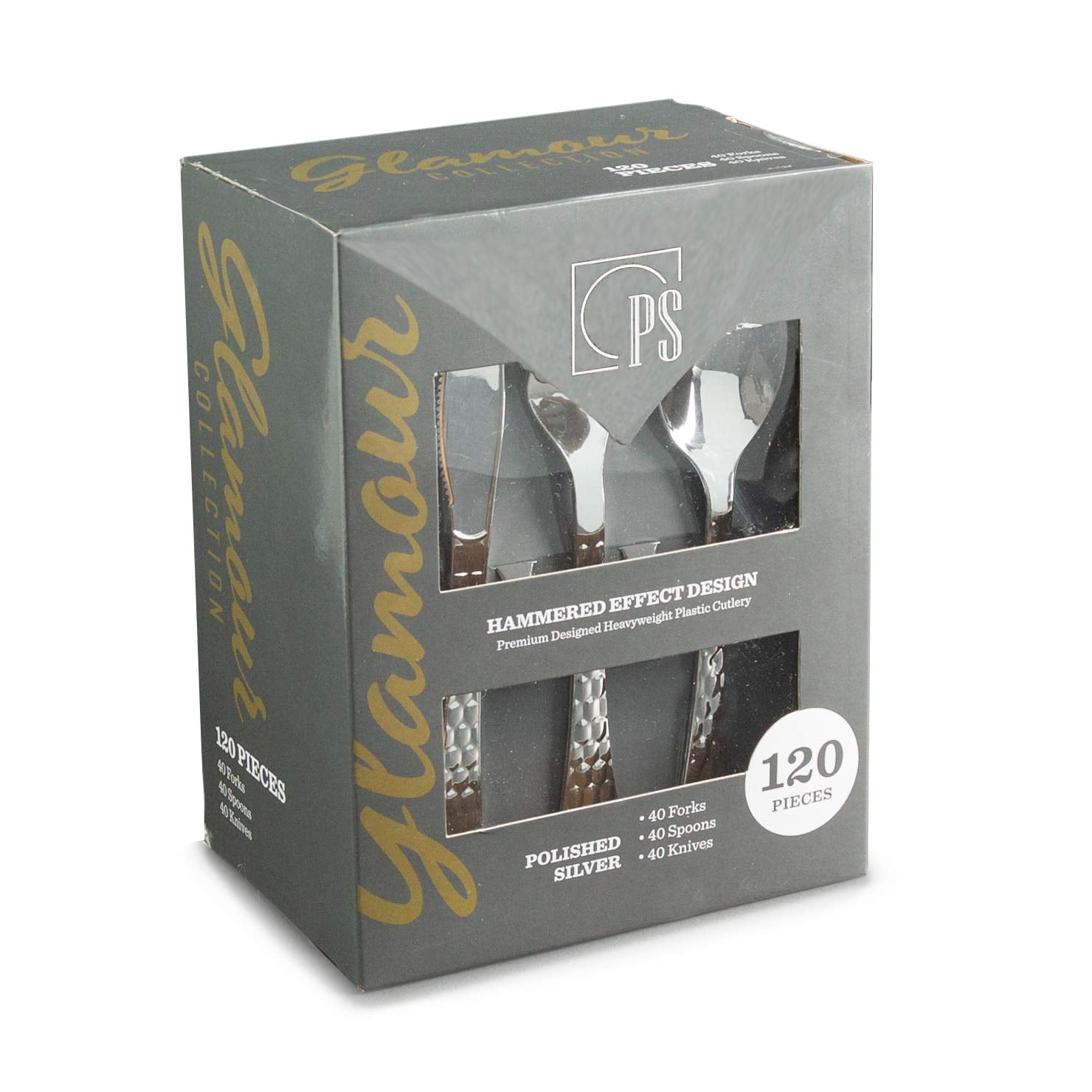 120 Pieces Silver Plastic Silverware Set Elegant Plastic Disposable