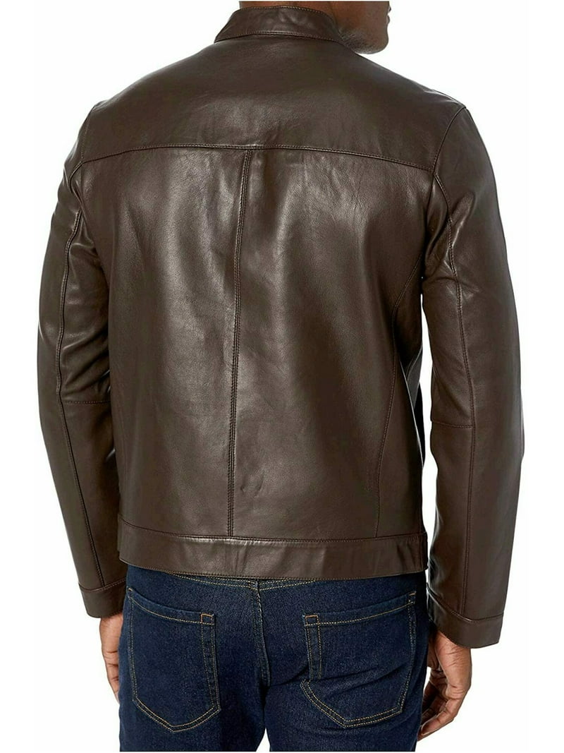 COLE HAAN Mens Brown Motorcycle Jacket XL - Walmart.com