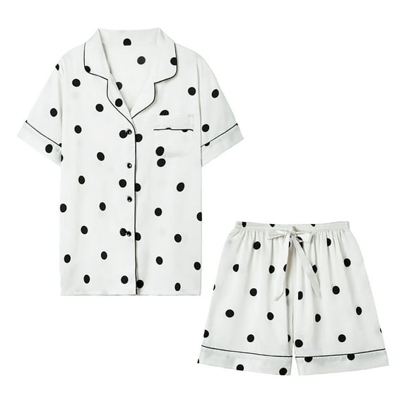 Aofany Summer Women Homewear Pajamas Set Short Sleeves Sleepwear Printed Casual Loose Nightwear Suit