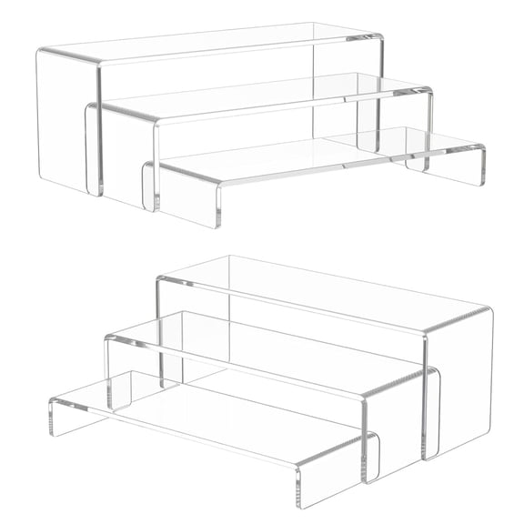 NIUBEE 6 Pcs 12" Large Acrylic Risers, Acrylic Display Riser, Thickened to 5mm Clear Rectangular Display Shelf for Cupcake Stand, Collectibles Display and Retail Showcase, Tiered Desktop Decor